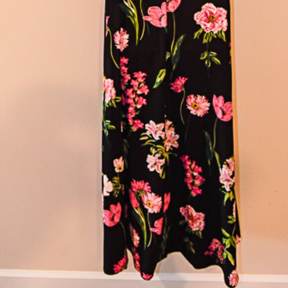 Karl Lagerfeld Paris Long Dress Black with floral print Size 14 - Picture 5 of 7